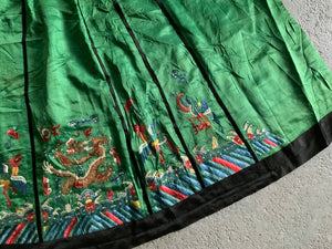 Chinese antique pleated wrap around silk skirt ( full length )