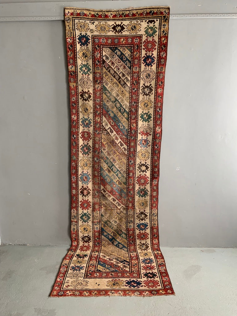 Caucasian antique long rug / runner (312 x 98cm)