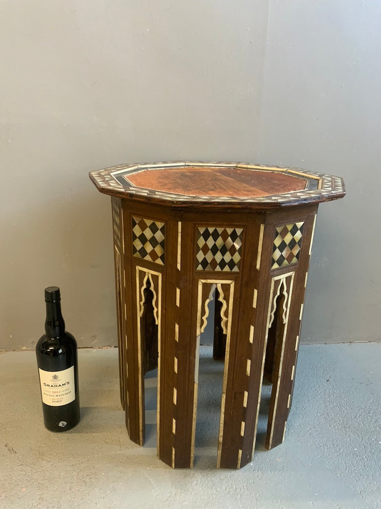 Ottoman antique Turkish decahedron table (53h x 47w cm)