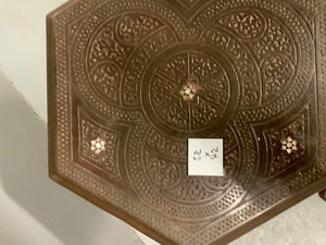 Ottoman antique carved hexagonal table (52 x 42cm)