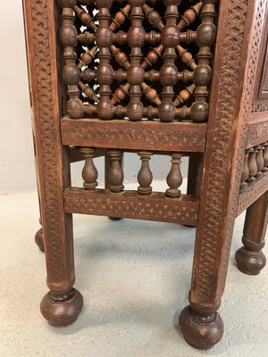 Ottoman antique carved hexagonal table (52 x 42cm)