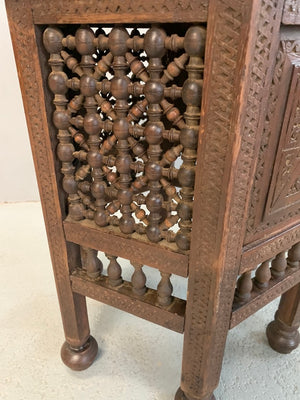 Ottoman antique carved hexagonal table (52 x 42cm)