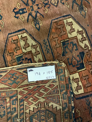 Turkmen antique Kizil Ayak carpet fragment (191 x 186cm) *AF