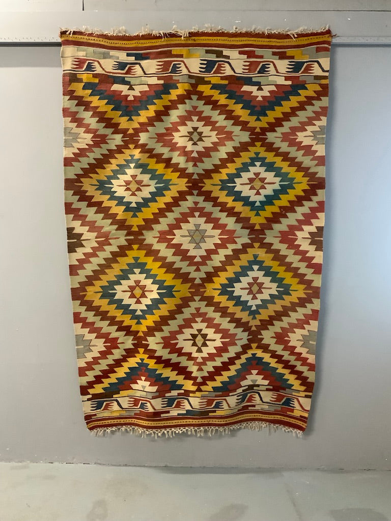 Turkish vintage Monastir/Helvaci kilim (208 x 137cm)