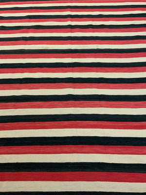 Indian banded flatweave modern carpet (287 x 198cm)