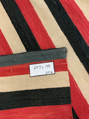 Indian banded flatweave modern carpet (287 x 198cm)