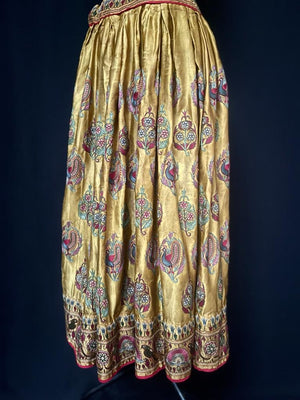 Antique Gujarati embroidered silk skirt