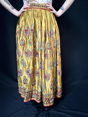 Antique Gujarati embroidered silk skirt