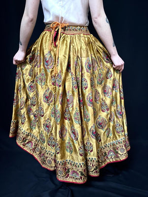 Antique Gujarati embroidered silk skirt
