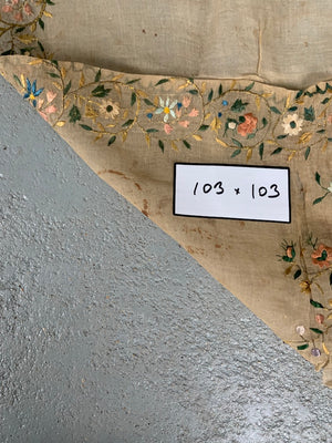 Ottoman Turkish antique silk embroidery (103 x 103cm)