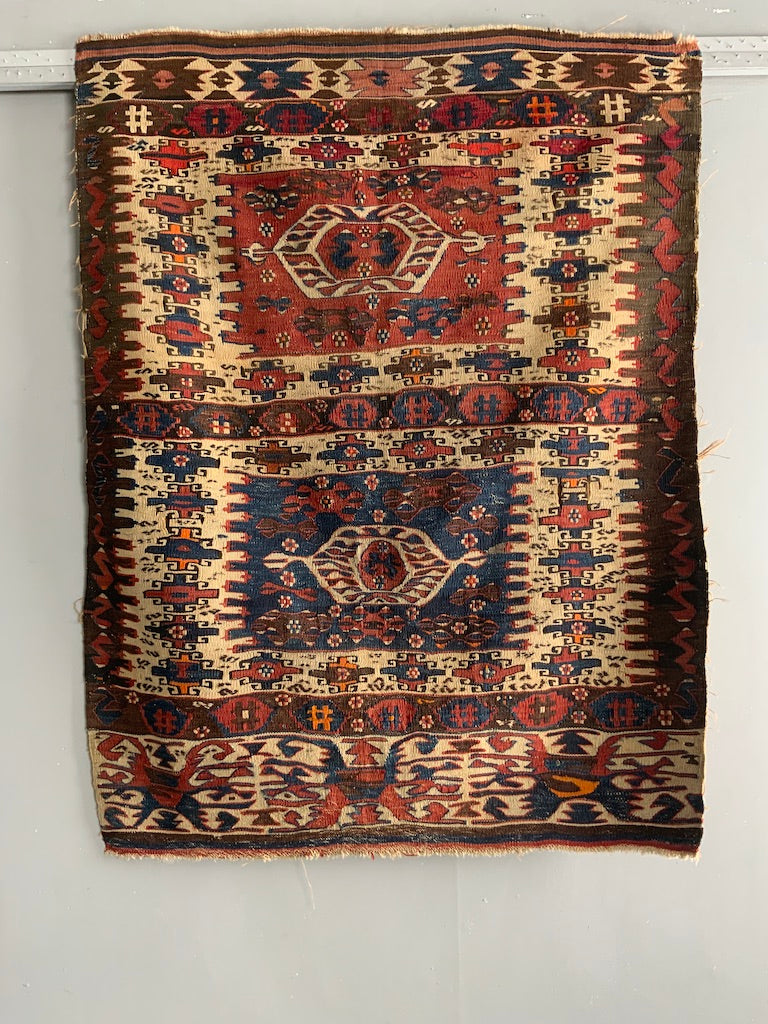 Turkish Aydin antique small kilm rug (138 x 103cm)