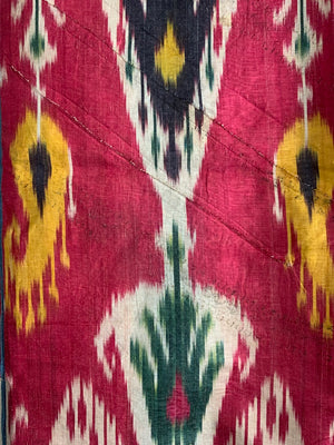 Uzbek antique silk adras ikat (121 x 114cm)