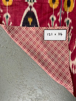 Uzbek antique silk adras ikat (121 x 114cm)