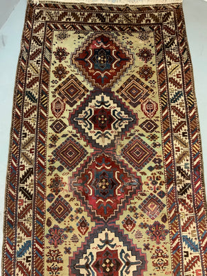 Caucasian Shirvan antique long rug runner (368 x 123cm)
