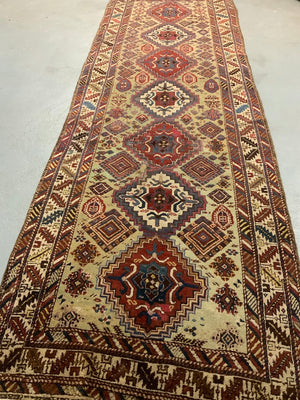 Caucasian Shirvan antique long rug runner (368 x 123cm)