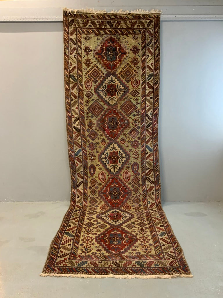 Caucasian Shirvan antique long rug runner (368 x 123cm)