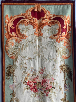 French Aubusson antique entre fenetre tapestry (297 x 114 cm)