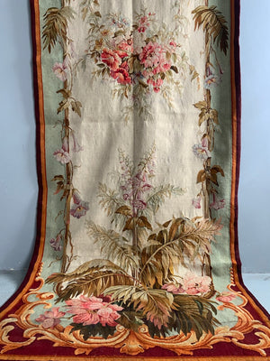French Aubusson antique entre fenetre tapestry (297 x 114 cm)