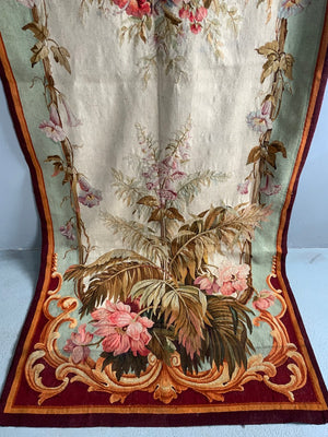 French Aubusson antique entre fenetre tapestry (297 x 114 cm)