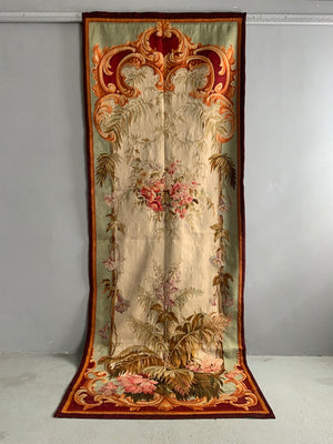 French Aubusson antique entre fenetre tapestry (297 x 114 cm)