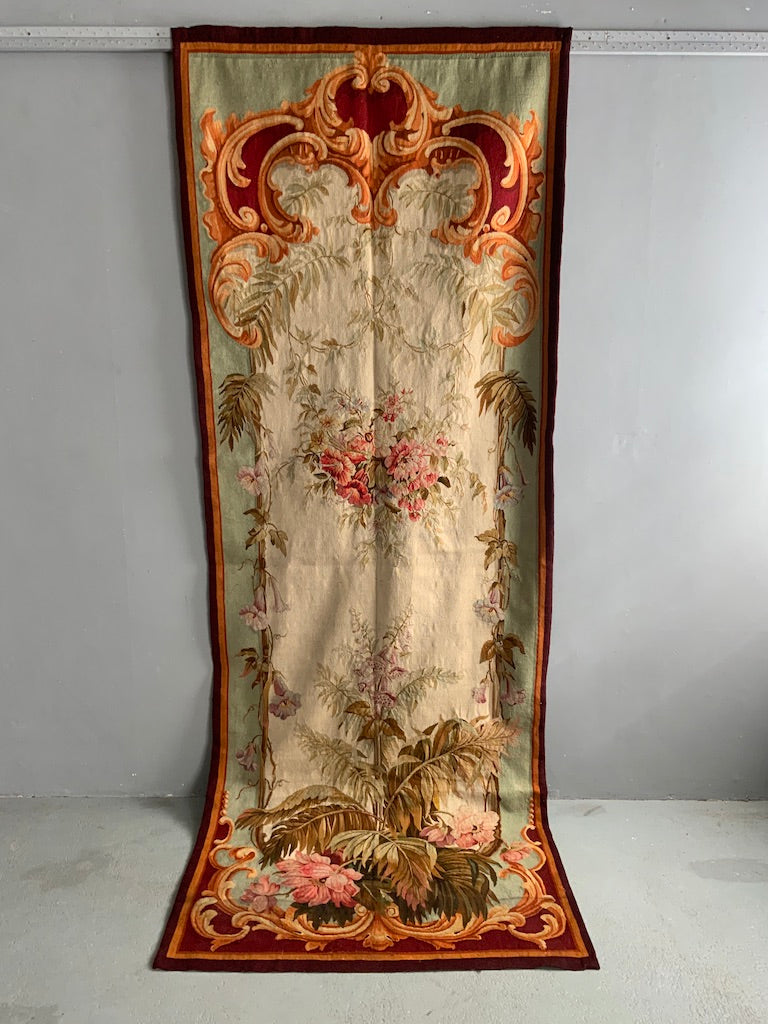 French Aubusson antique entre fenetre tapestry (297 x 114 cm)