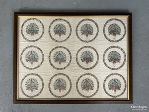 Indian Antique Metalwork Embroidery Of Peacocks (79 X 60Cm) Embroidery