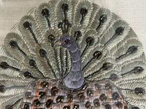 Indian Antique Metalwork Embroidery Of Peacocks (79 X 60Cm) Embroidery