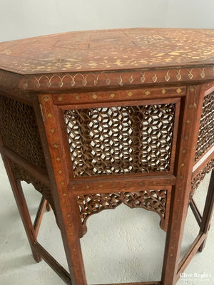 Anglo-Indian Punjab Inlaid Octagonal Hardwood Table ( 61 X 61Cm)