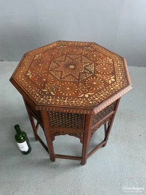 Anglo-Indian Punjab Inlaid Octagonal Hardwood Table ( 61 X 61Cm)
