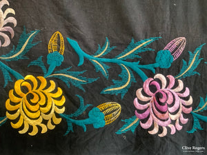 Asian Vintage Silk Embroidered Coverlet (180 X 150Cm)