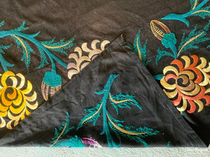 Asian Vintage Silk Embroidered Coverlet (180 X 150Cm)