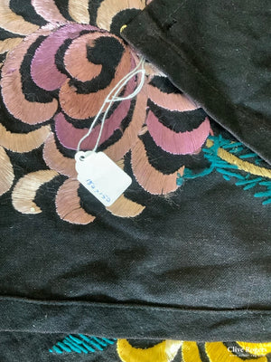 Asian Vintage Silk Embroidered Coverlet (180 X 150Cm)