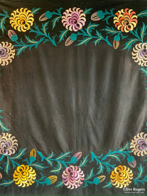 Asian Vintage Silk Embroidered Coverlet (180 X 150Cm)