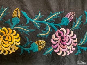 Asian Vintage Silk Embroidered Coverlet (180 X 150Cm)