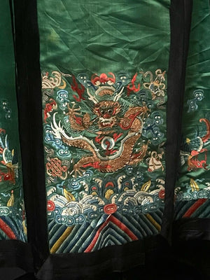 Chinese antique pleated wrap around silk skirt ( full length )