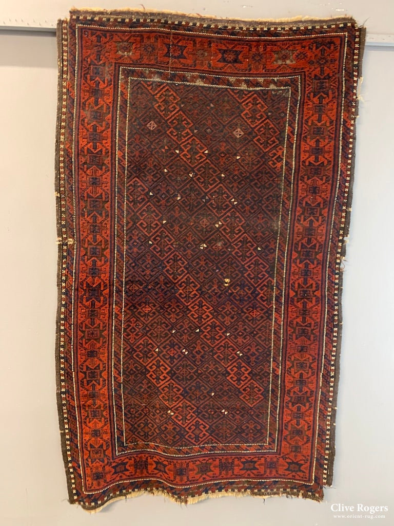 Balouchistan Fine Antique Part Silk Rug (168 X 104Cm)