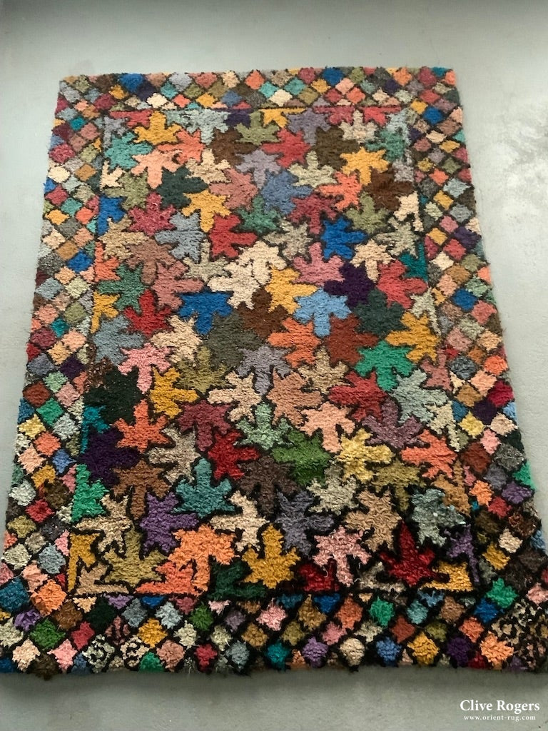 Canadian or British Hooky / Proddy rag rug (229 x 165cm) - Clive Rogers