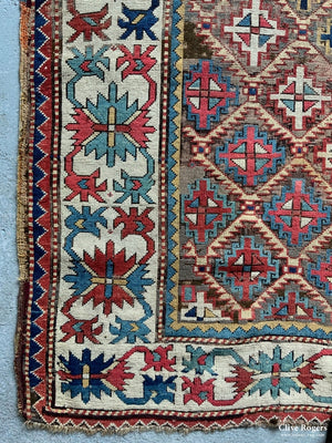 Caucasian Antique Rug In Trellis Design (238 X 120Cm)