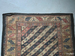 Caucasian Antique Stripped Shirvan Rug ( 203 X 104 Cm )