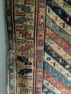 Caucasian Antique Stripped Shirvan Rug ( 203 X 104 Cm )