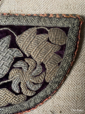 Caucasian Probably Azerbaijani Comb Case Gilt Embroidered Onto Velvet (Reversible) 19Th Cent