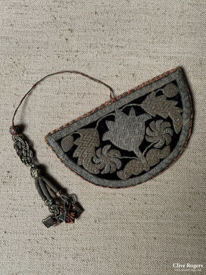 Caucasian Probably Azerbaijani Comb Case Gilt Embroidered Onto Velvet (Reversible) 19Th Cent