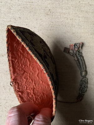 Caucasian Probably Azerbaijani Comb Case Gilt Embroidered Onto Velvet (Reversible) 19Th Cent