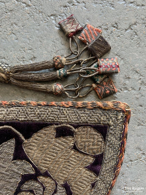 Caucasian Probably Azerbaijani Comb Case Gilt Embroidered Onto Velvet (Reversible) 19Th Cent