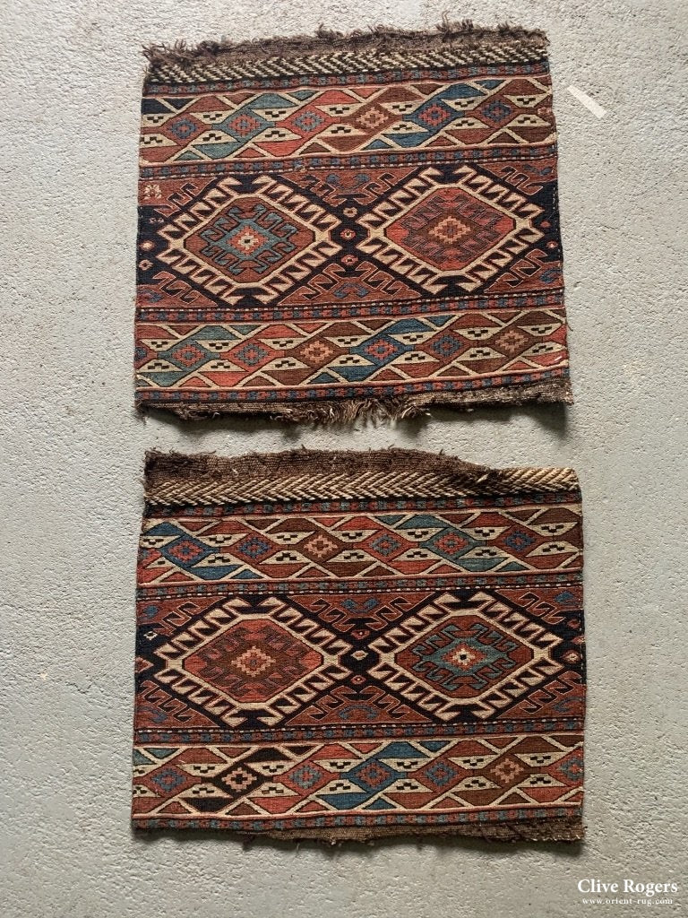 Caucasian Shahsavan Antique Soumak Panels (48 X 58Cm Each )