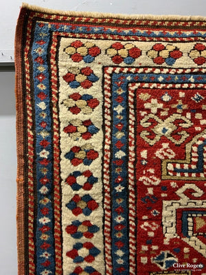 Caucasian Small Antique Kazak Rug ( 158 X 117 Cm )