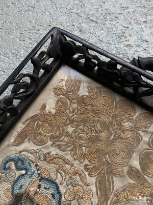 Chinese Antique Embroidered Sleevebands As A Tray ( 64 X 24Cm)