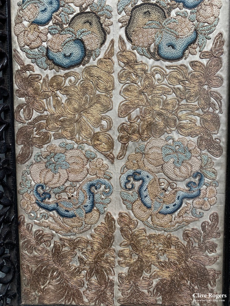 Chinese Antique Embroidered Sleevebands As A Tray ( 64 X 24Cm)