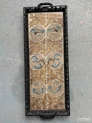 Chinese Antique Embroidered Sleevebands As A Tray ( 64 X 24Cm)