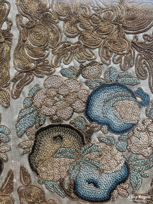 Chinese Antique Embroidered Sleevebands As A Tray ( 64 X 24Cm)